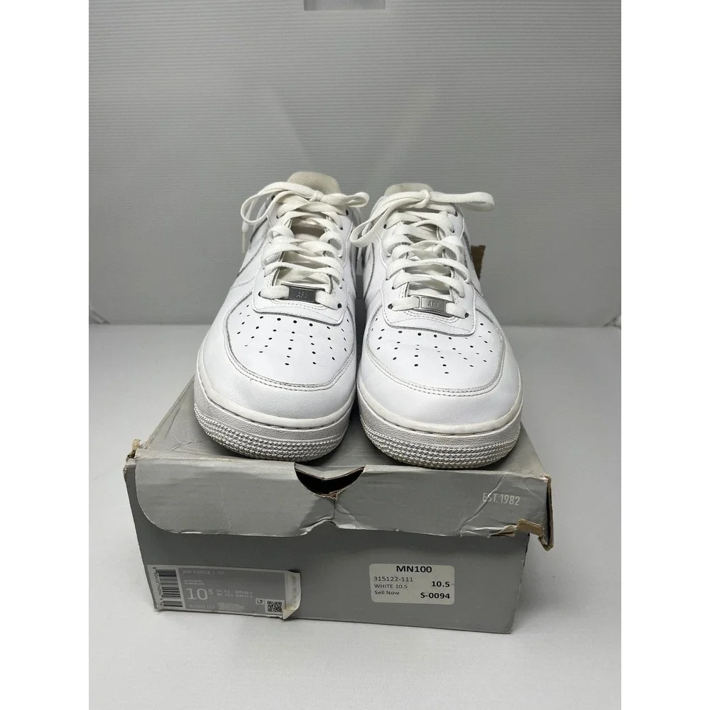 Nike Air Force 1 07 Low Triple White Shoe 315122-111 Mens 10.5 W/ Box No Insoles